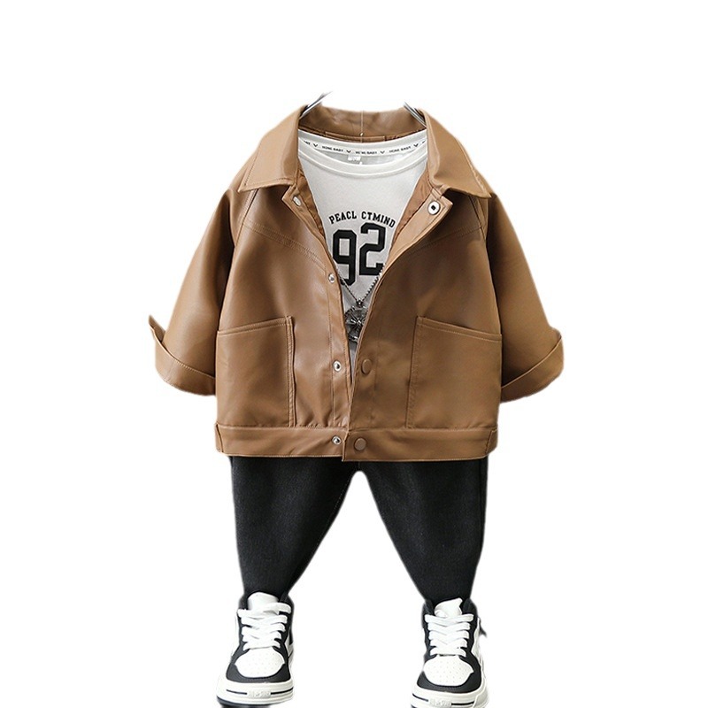 6217 chaqueta de cuero para niños primavera y otoño 2025 nuevo chaqueta de cuero para niños cool y guapo chaqueta de cuero para bebés de otoño