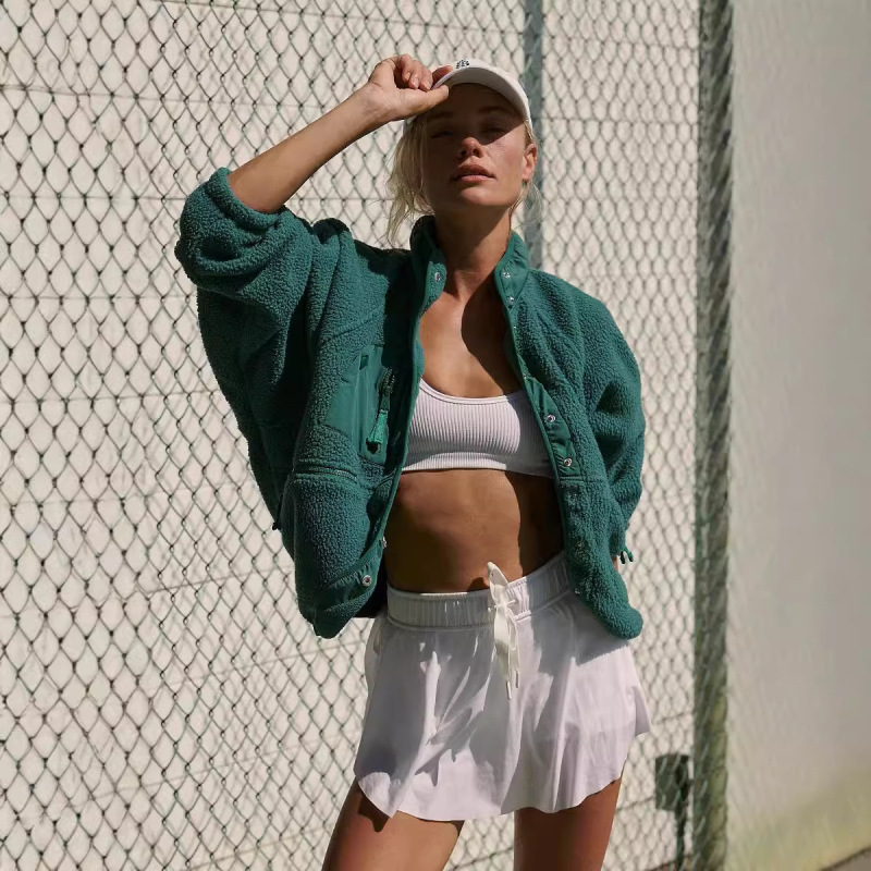 Lambskin Sport Women's Winter 2024 New Style Vertical Collar Jacket Plush Lightweight Warm Loose Single-breasted Jacket