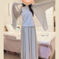 早秋慵懒风衬衫连衣裙子两件套2025新款秋季清冷松弛感穿搭一整套