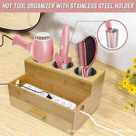 木质工具收纳盒带抽屉浴室化妆品收纳理发店桌面收纳批发