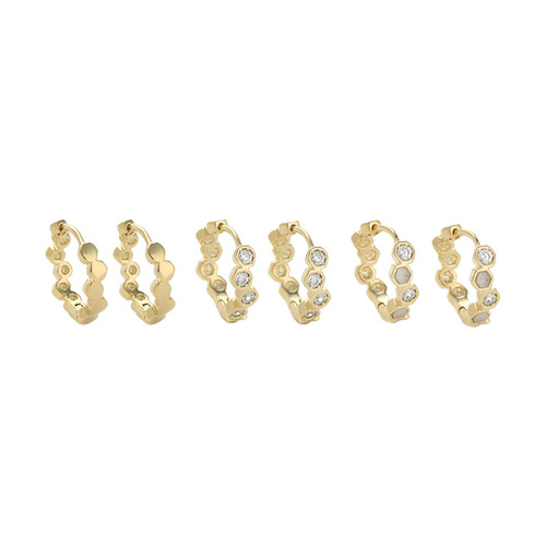 New three-pair set earrings for women, sleep-friendly without removal, geometric C-shaped earrings, light luxury style earring hooks