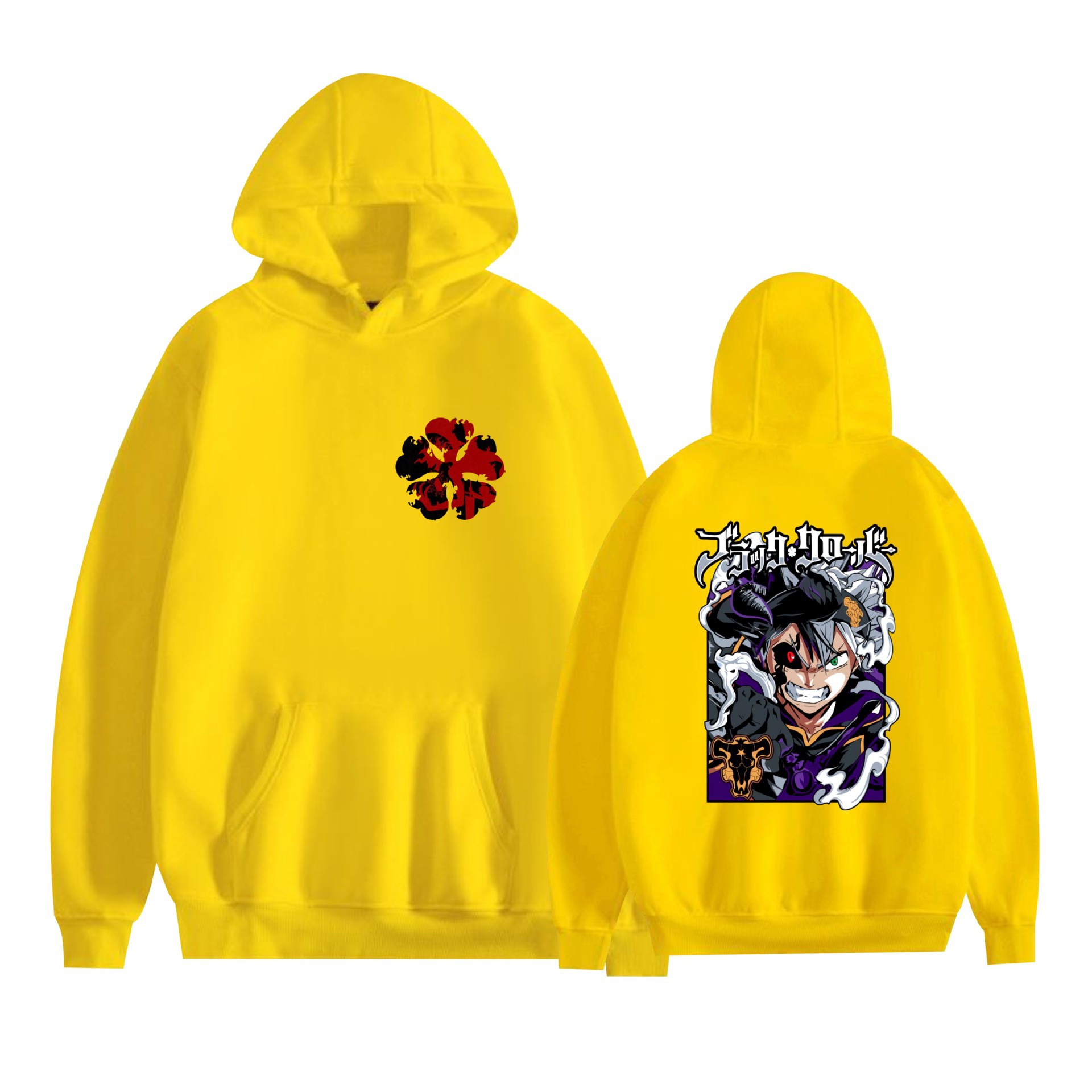 Trébol de cuatro hojas negro nuevo transfronterizo Black Clover animación periféricos hombres y mujeres suéter con capucha suelto casual