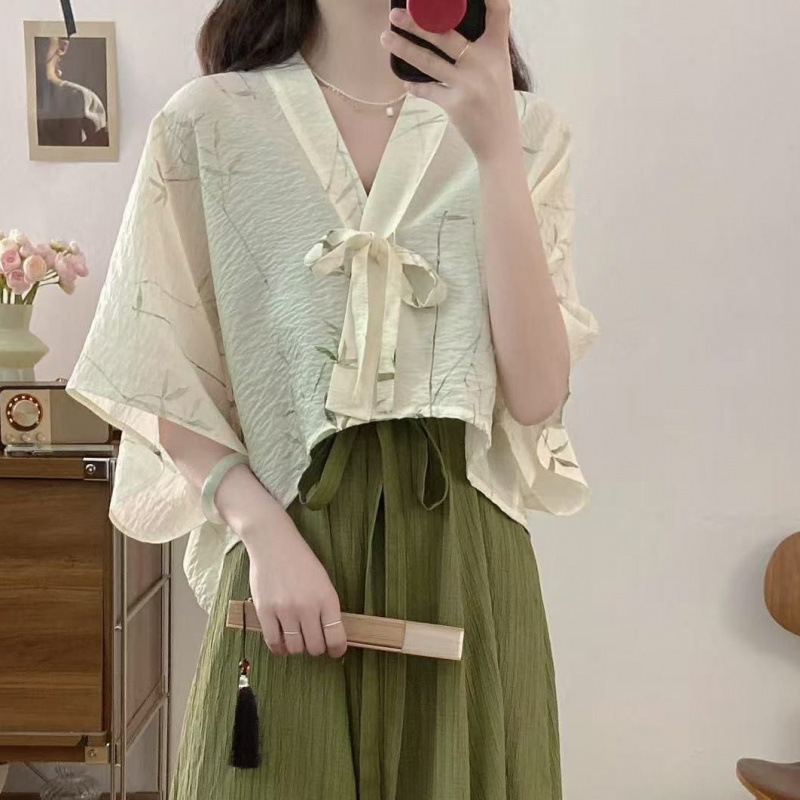 Plus Size Women's Clothing for Fat Girls, New Chinoiserie Super Fairy Improved Han Dynasty Over-The-Knee Slim Dress, Chinoiserie Cardigan Two-Piece Suit