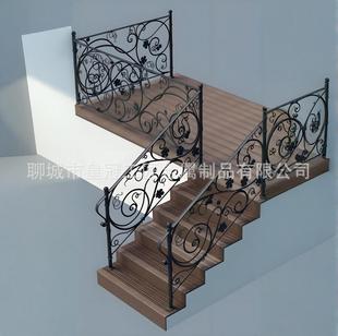 European-Style Hand-Forged Iron Stair Railings, Straight-Line House Indoor Stair Handrails, Iron Railings