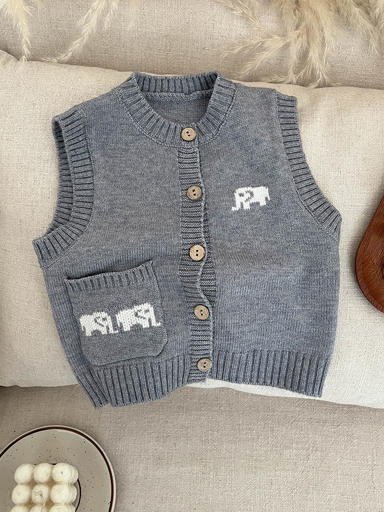Ropa de primavera para bebés coreanos, ropa de primavera para bebés, dibujos animados, suéter universal, chaleco para recién nacidos, chaleco de punto para niños primavera