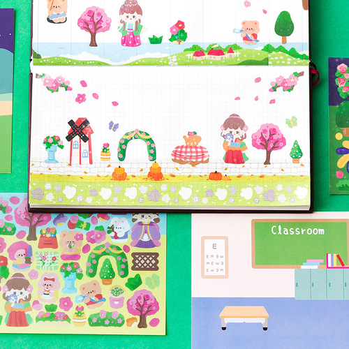 Message: The second batch of stickers of Xiaoxiu Ruanruan theme scene, Korean decorative Guka diy handbook stickers, 2 pieces, 6 styles