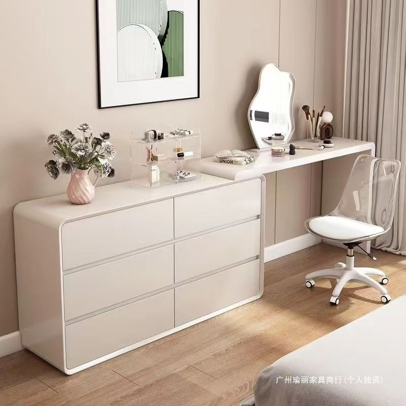 Extremely Narrow 30cm Slate Dressing Table Integrated Cupboard Bedroom Bedside Cabinet Ultra-Narrow Dressing Table Cream Style Storage Cabinet