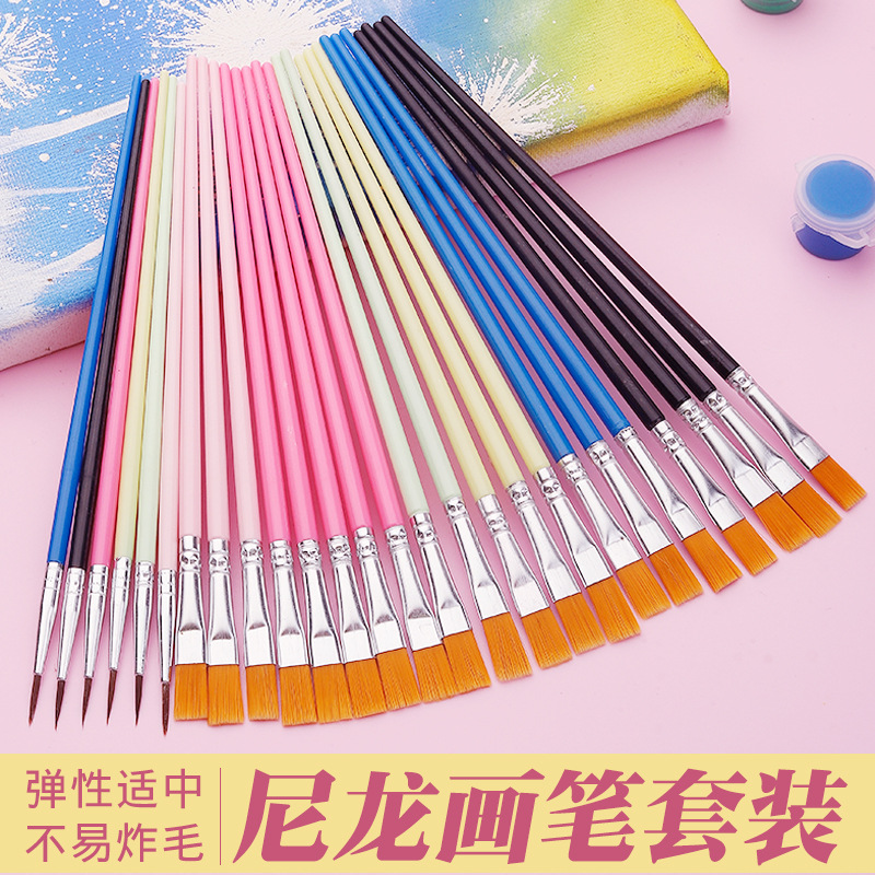 青い棒のナイロンの毛のデジタルの油絵のペンの落書きは色の絵の具を塗って幼稚園のDIYをブラシします。