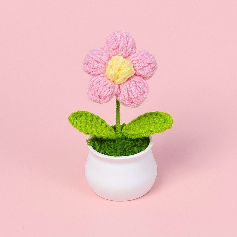 完成したウールひまわり鉢植えスズラン造花チューリップデスクトップ装飾品バレンタインデー教師クラスメートギフト|undefined