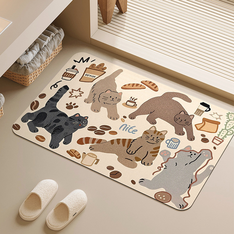 Cartoon Cat Bathroom Floor Mat, Shower Room Anti-Slip Mat, Household Children's Anti-Fall Foot Mat, Diatom Mud Floor Mat Wholesale Cartoon Cat Bathroom Floor Mat, Shower Room Anti-Slip Mat, Household Children's Anti-Fall Foot Mat, Diatom Mud Floor Mat Wholesale