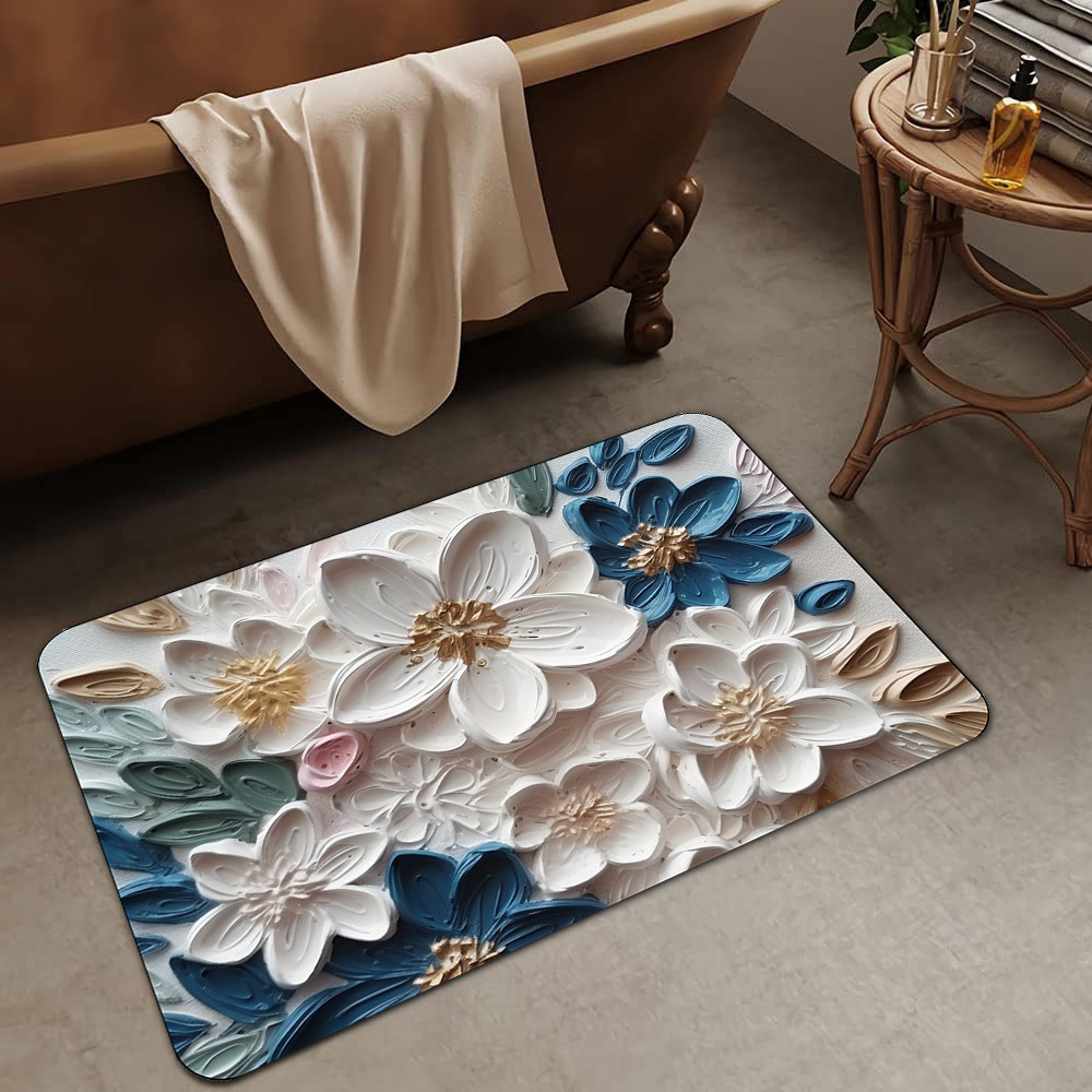 Alfombrilla de barro de diatomeas de flores tridimensionales de lujo ligero transfronterizo, alfombrilla de baño, alfombrilla de pie absorbente y antideslizante para el hogar, alfombrilla de entrada