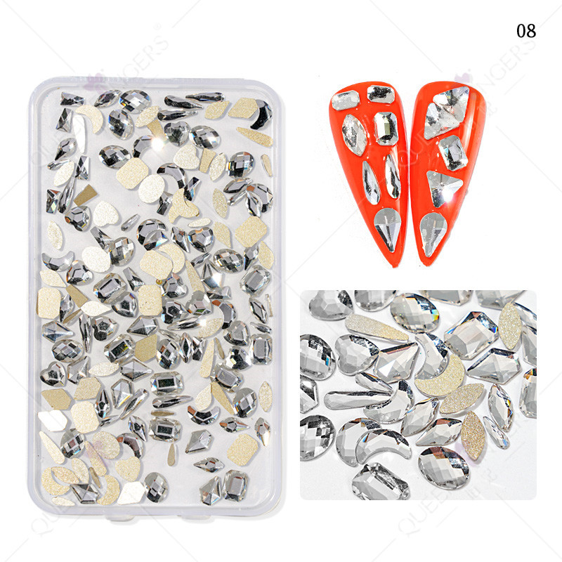 Accesorios de uñas de forma especial de diamante mezclado AB color mágico taladro de uñas plana diamante en forma especial DIY resina de uñas pegatinas de diamantes de imitación