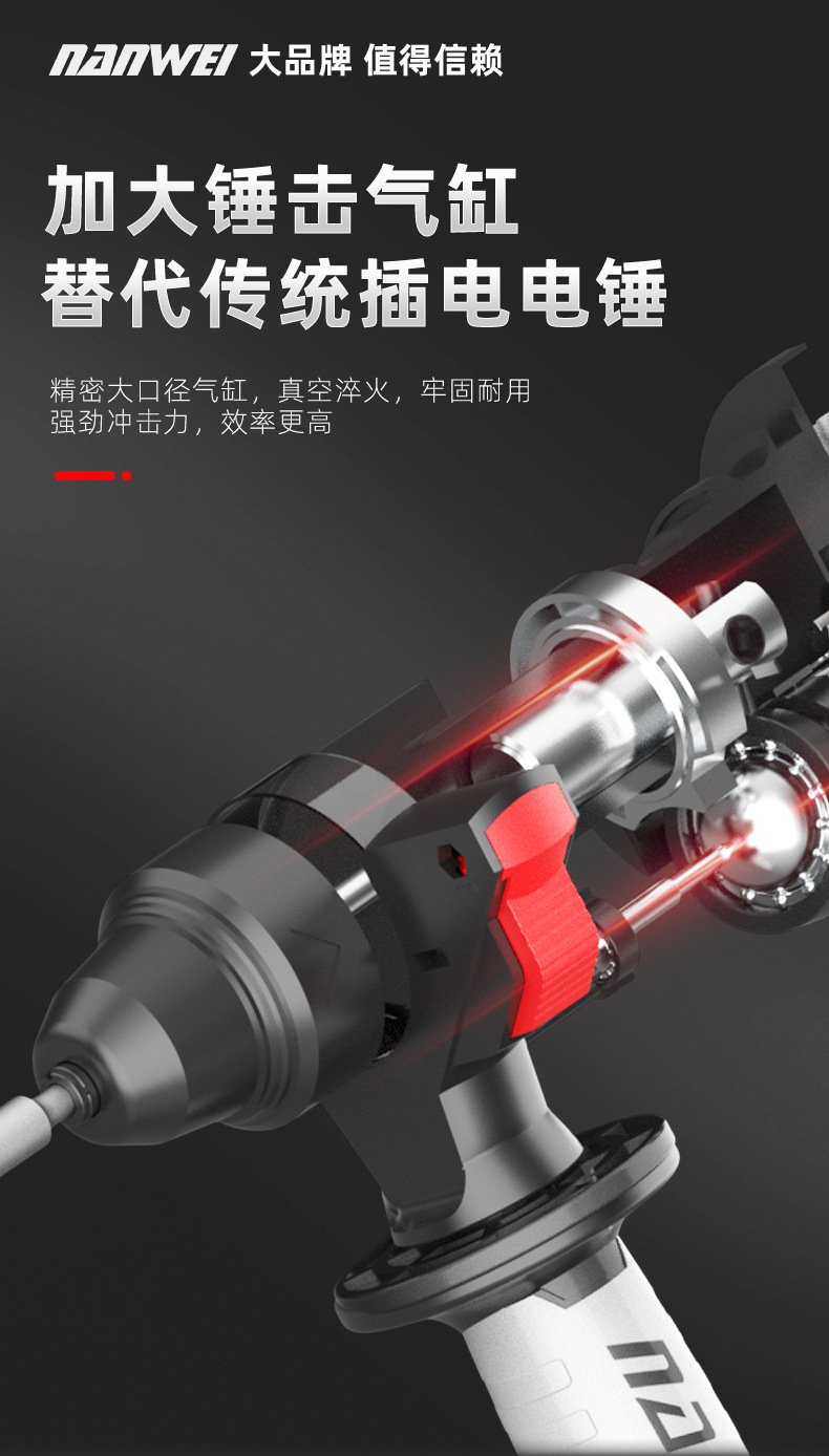 批发无刷电动工具双用电锤冲击钻锂电电锤电镐电钻三合一工具套装