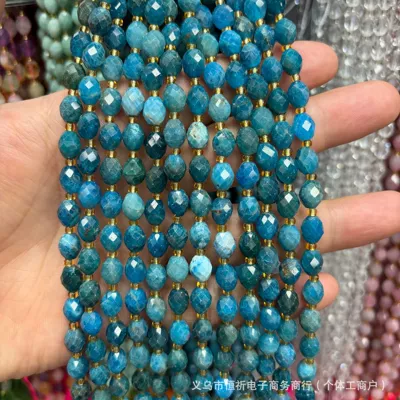 Zərgərlik ara hissələri — agate faceted loose beads, spacer - blue-apatite-8x6mm-approximately-18-beads-per-strand-short-style
