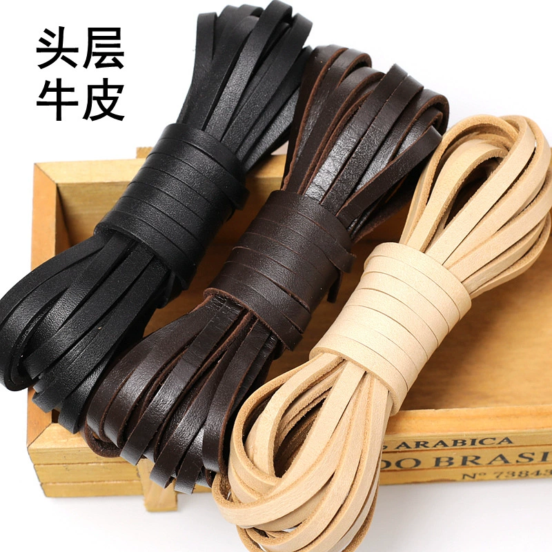Производитель поставляет кожаную веревку «сделай сам», ручную работу из первого слоя воловьей кожи растительного дубления, плоскую кожаную веревку, кожаную полоску, плетеный браслет, ожерелье, материал