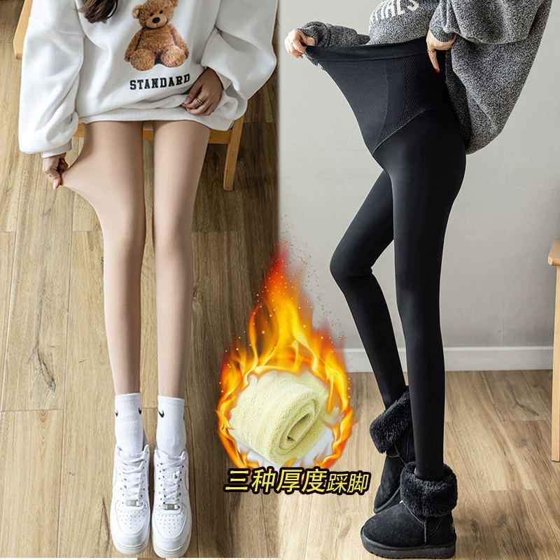 Артефакт голых ног беременных женщин не отваливается, чтобы заблокировать осенне-зимние утолщенные соты на флисовой подкладке Water Light, многослойные Брюки для похудения и носки из натуральной кожи