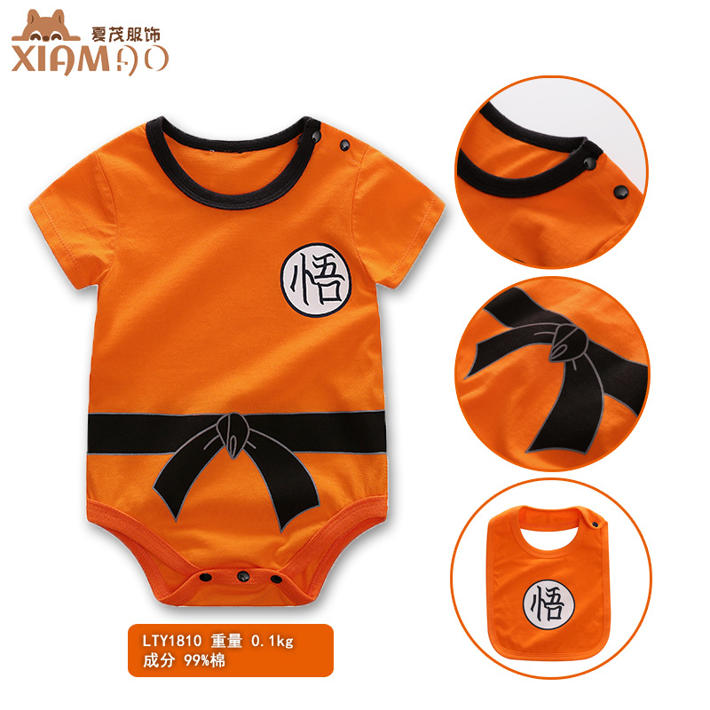 Ropa de bebé de dibujos animados ropa de verano y otoño Wukong Dragon Ball serie divertido algodón bebé mameluco mono transfronterizo al por mayor