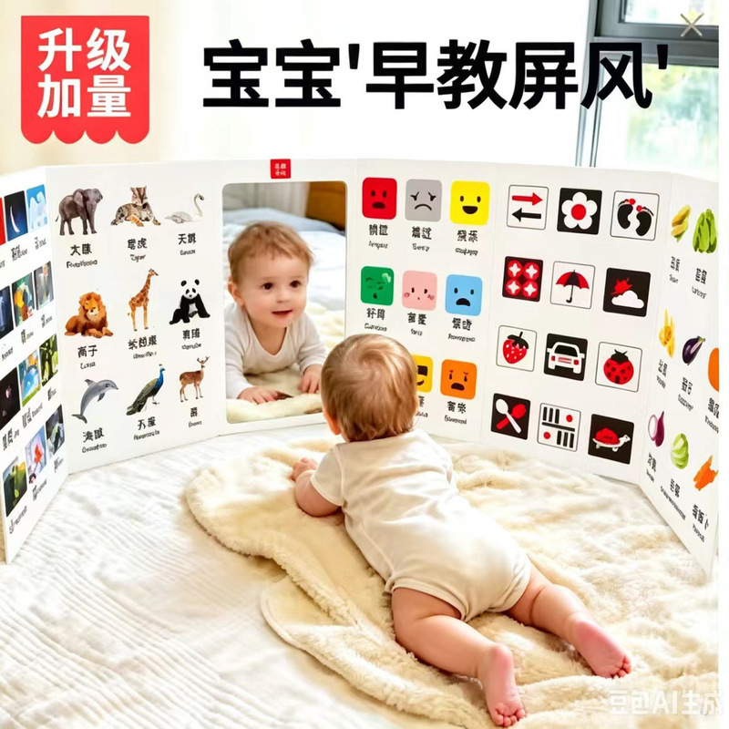 【New Upgrade】Early Education Mirror Book Toy Cognitive Screen Baby Standing Educational Toy Other Early Education Toys