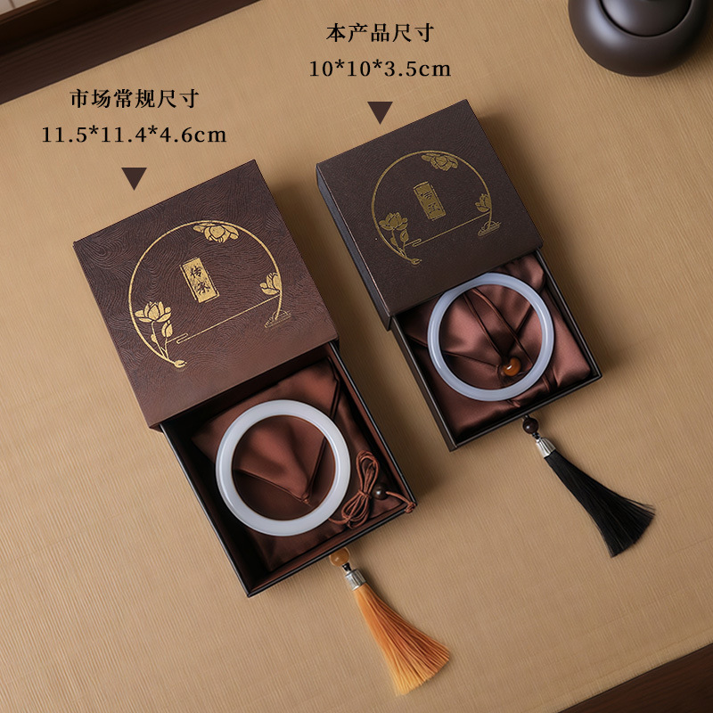 Caja de embalaje de pulseras de cinta Liu Wen Jade jade antiguo método de embalaje de pulseras de mano caja de joyas de herencia tipo cajón
