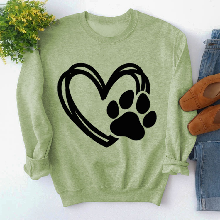 Amazon estación independiente en stock jersey de cuello redondo simple superior manga larga impresa suéter suelto transfronterizo Comercio exterior al por mayor