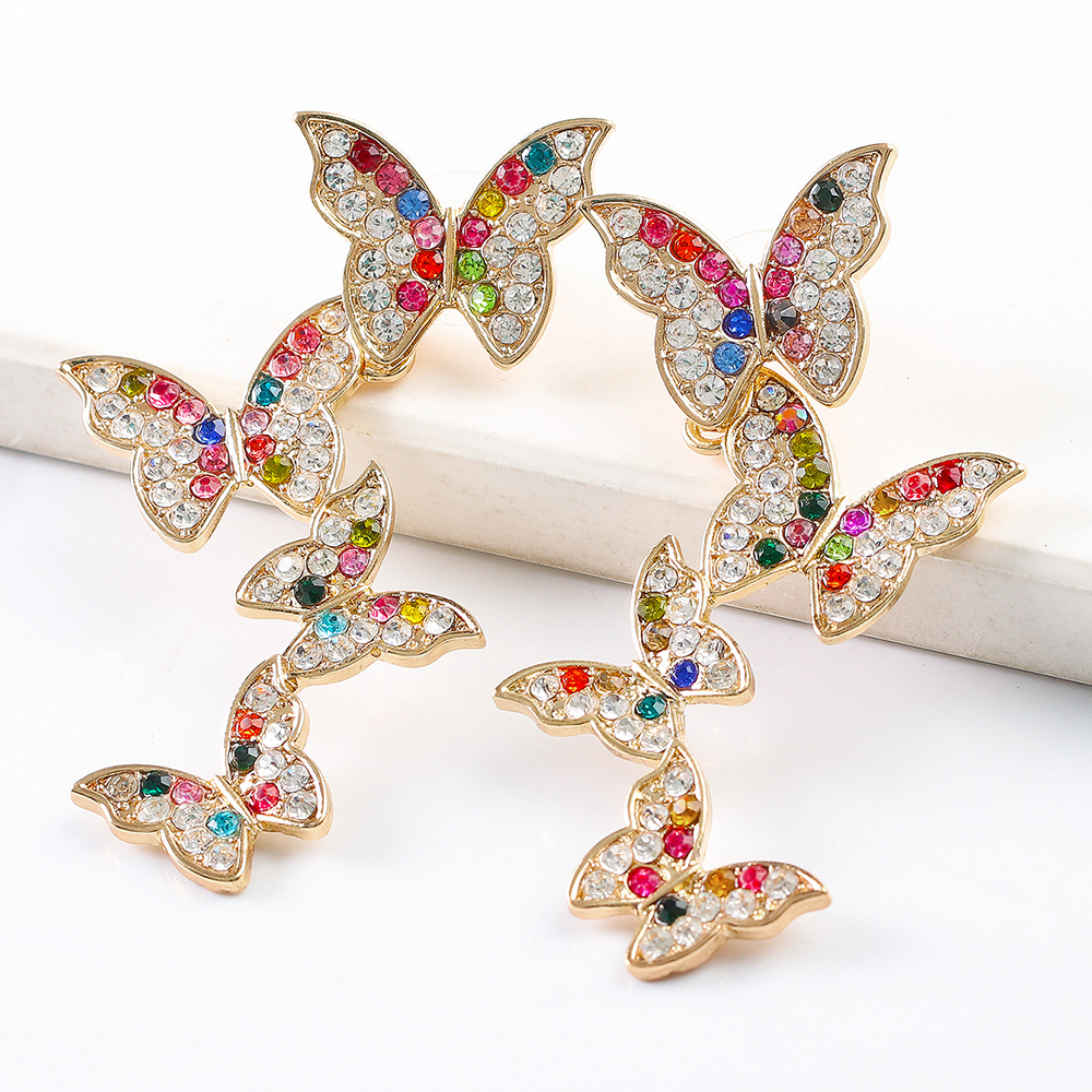 Korean Style Diamond Butterfly Earrings Wholesale Jewelry Nihaojewelry display picture 8