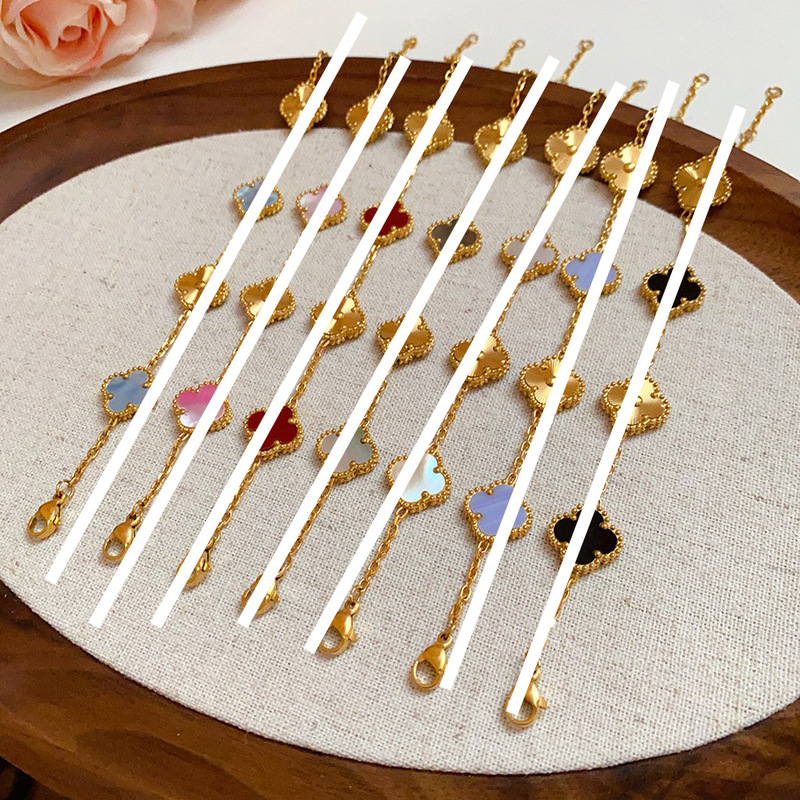 钛钢锆石四叶草手链真金电镀轻奢高级感手饰小众百搭气质手饰批发|undefined