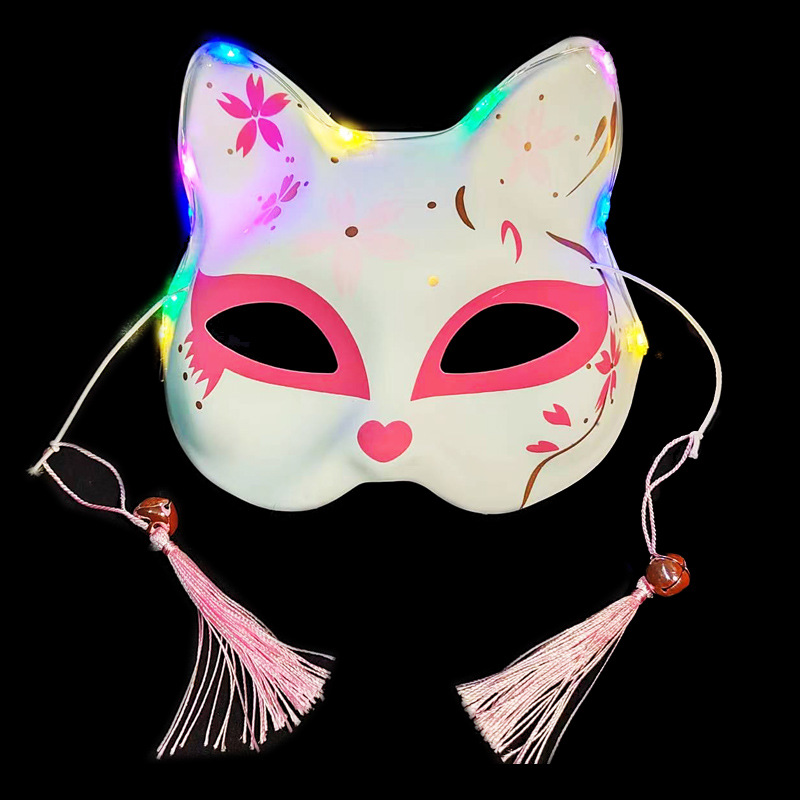 猫狐面具发光狐狸面具和风日式抖音同款手绘 万圣节舞会面具女cos详情2