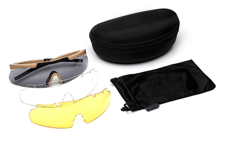 카키색 프레임 그레이 필름(안경 케이스, 예비 필름 2쌍, 헤드밴드, 렌즈 가방)