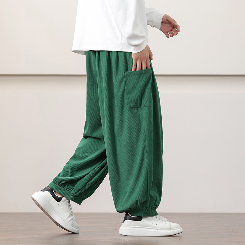 Autumn and winter casual pants men's youth corduroy trousers trendy Chinese style plus size loose wide leg bloomers AK13P45