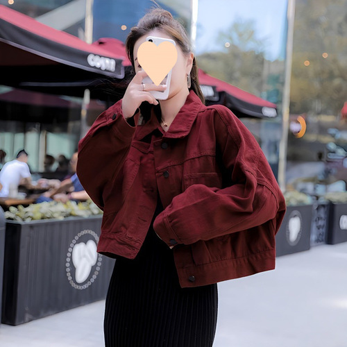 Women's Loose European Style Cowboy Jacket 2025 European Trend Spring and Autumn Short Sleeve Long-sleeved Versatile Top Fashion