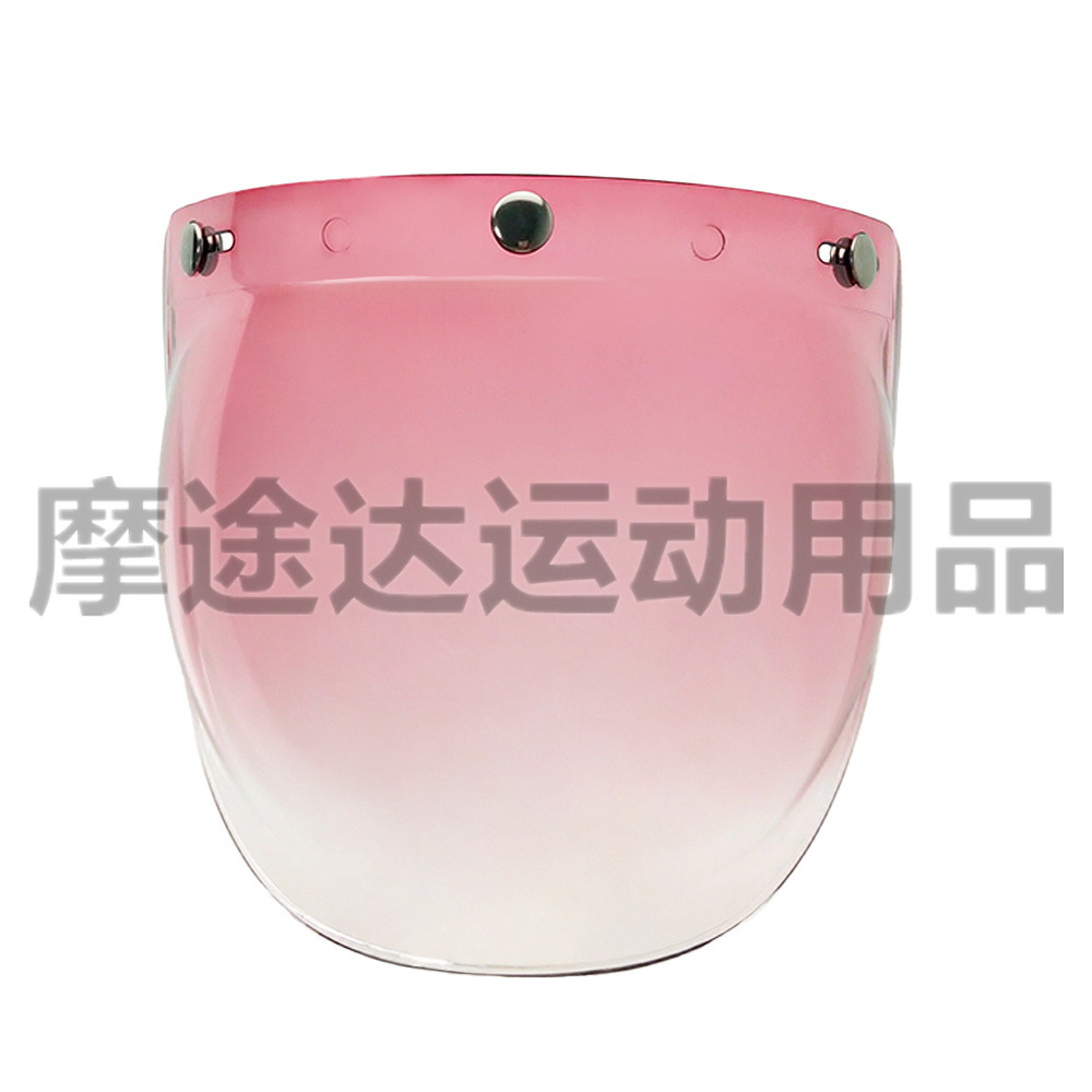 Retro Motorcycle Helmet Lens with Curved Surface, Three-Button Bubble Mirror, Multi-Color Windproof and Uv Protection Shield