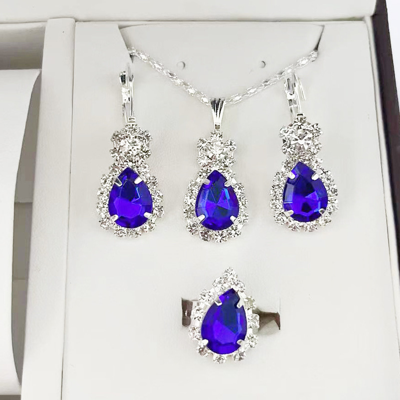 New jewelry pendant earrings ring suit fashion bridal decoration color three-piece wedding photography accessories