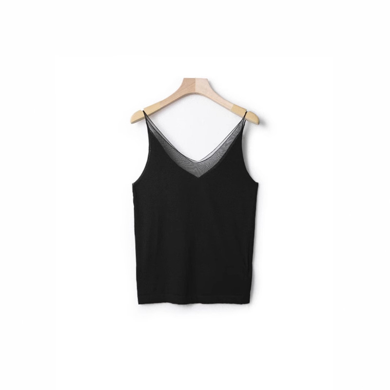 V-neck camisole fake two-piece yarn refreshing fashionable bottoming shirt
