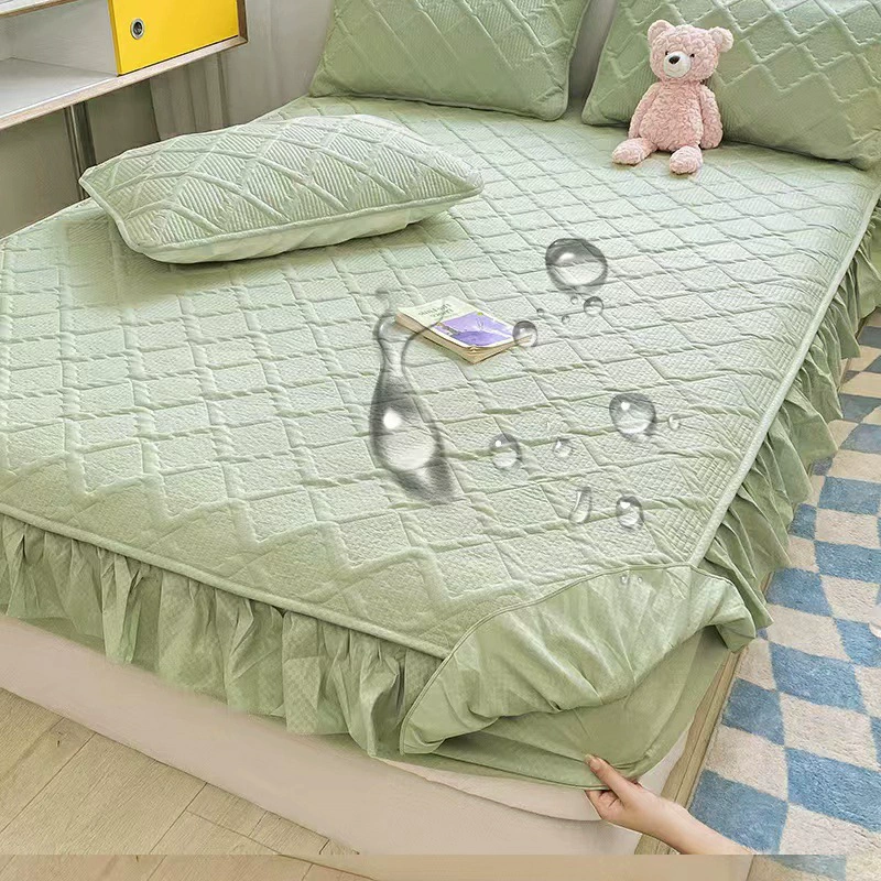 Прямая трансляция взрывного вафельного соевого волокна покрывало кружева для детей водонепроницаемая кровать Корейский матрас защитный чехол зеленый