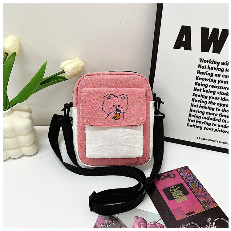 곰풍 핑크 싱글백