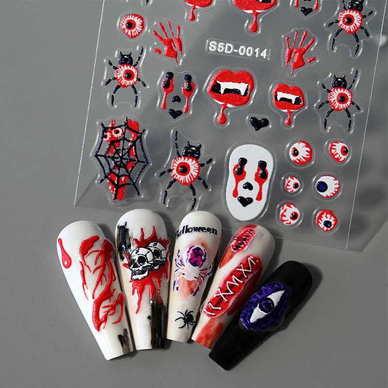 Cross-border Hot Halloween Nail Art Stickers 5D Relief Skull Pumpkin Funny Nail Stickers Stereo Relief Cross-border Hot Halloween Nail Art Stickers 5D Relief Skull Pumpkin Funny Nail Stickers Stereo Relief