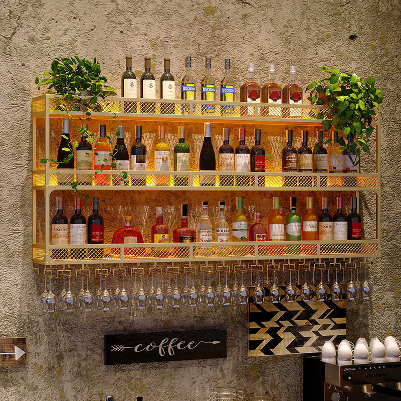 Bar Counter Wall Hanging Red Wine Cabinet Display Rack Wine Rack Storage Rack Household Wine Glass Rack Inverted Goblet Rack Wall Decoration