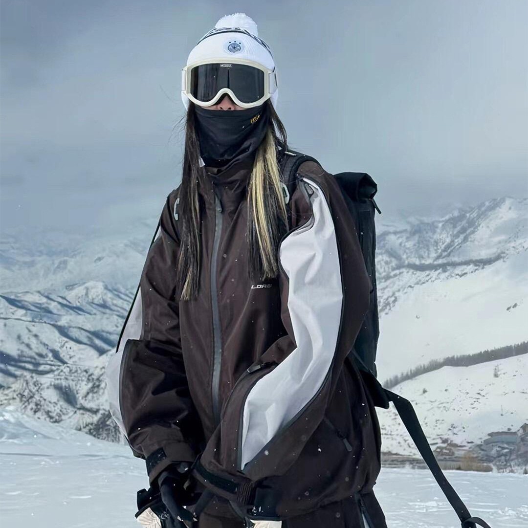 Ldab Black Ski Jacket for Women 2026 New Style Windproof and Waterproof Design Double-Layer Thickened Snow Jacket