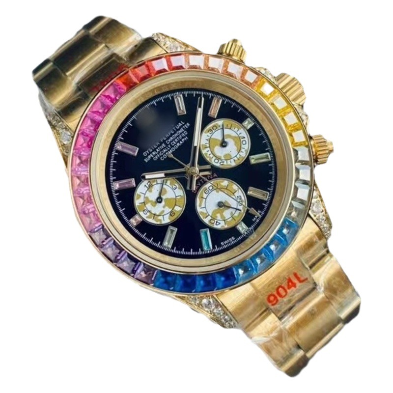 Comercio exterior transfronterizo Lao Jia multifuncional ditonna arco iris de tres ojos cinturón de acero mecánico de seis pines Reloj de hombre reloj de registro