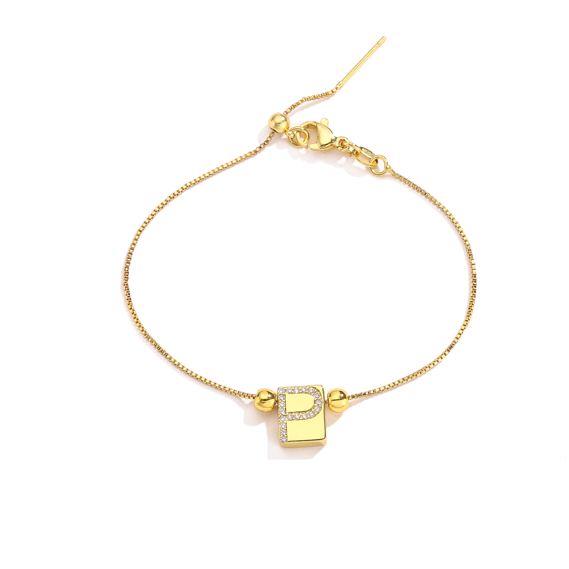 Simple Style Letter Copper Inlay Zircon Bracelets 1 Piece