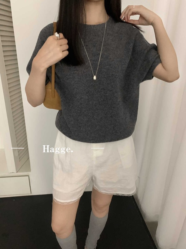春秋100%纯羊毛短袖女五分袖圆领套头羊毛针织打底衫半袖毛衣女潮|undefined