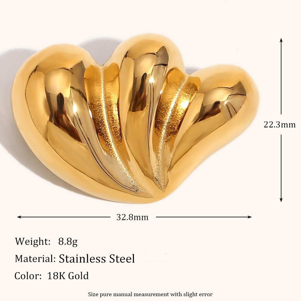 물방울 스티치 러브 브로치-골드