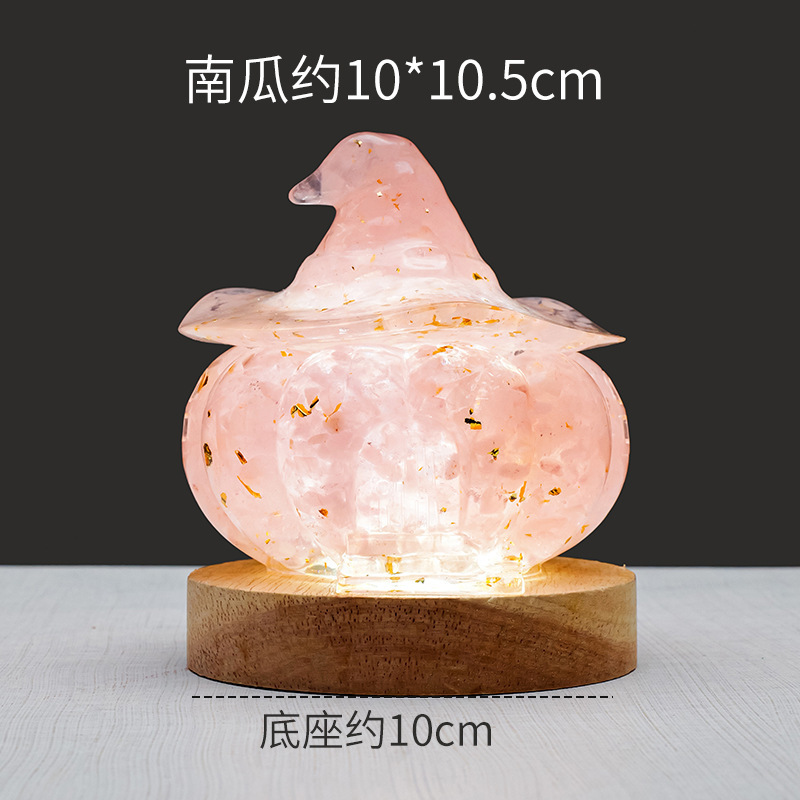 Abóbora de cristal rosa + base redonda 10cm