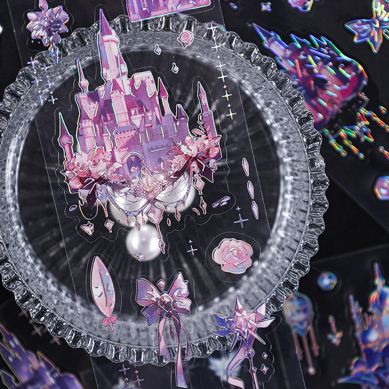 Cielo de la ciudad láser pegatinas de película impermeable para mascotas pegatinas creativas pegatinas para niños DIY pegatinas de material de cuentas