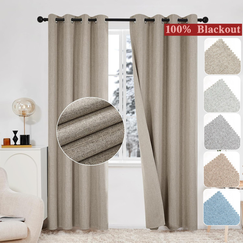 100 full shading cotton and linen finished curtains colored linen living room bedroom cross-border Amazon Temu Shein generation