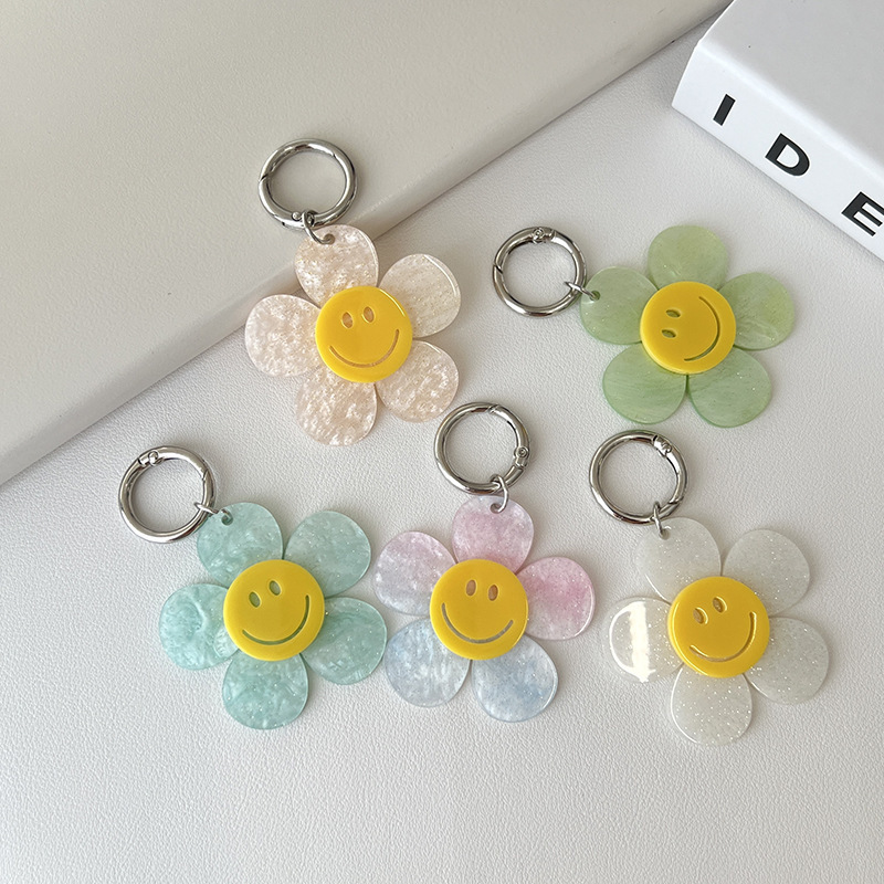 Japanese and Korean Acrylic Smiley Sunflower Fresh Style Hairpin Adhesive DIY Pendant Keychain Petal Earrings Accessory