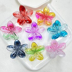 欧美渐变鸡蛋花抓夹镀彩透明鲨鱼夹海边度假女士后脑勺盘发发饰品