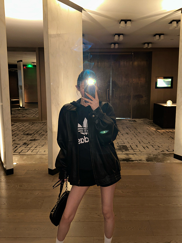 |霸气千金|新西兰进口绵羊皮泡纹真皮皮衣外套皮夹克女|undefined