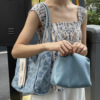 Capacious one-shoulder bag, underarm bag, flowered, with embroidery