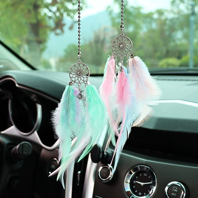 Car Hanging Car Pendant – Car hanging - macaroon-color-feather-dream-catcher
